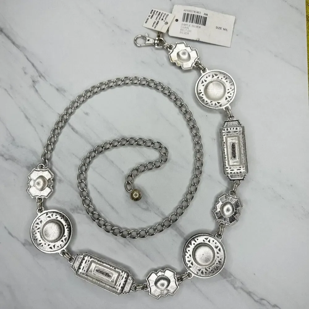 Chico's Silver Tone Chain Link Belt Southwestern Medium/Large (M/L) ✨